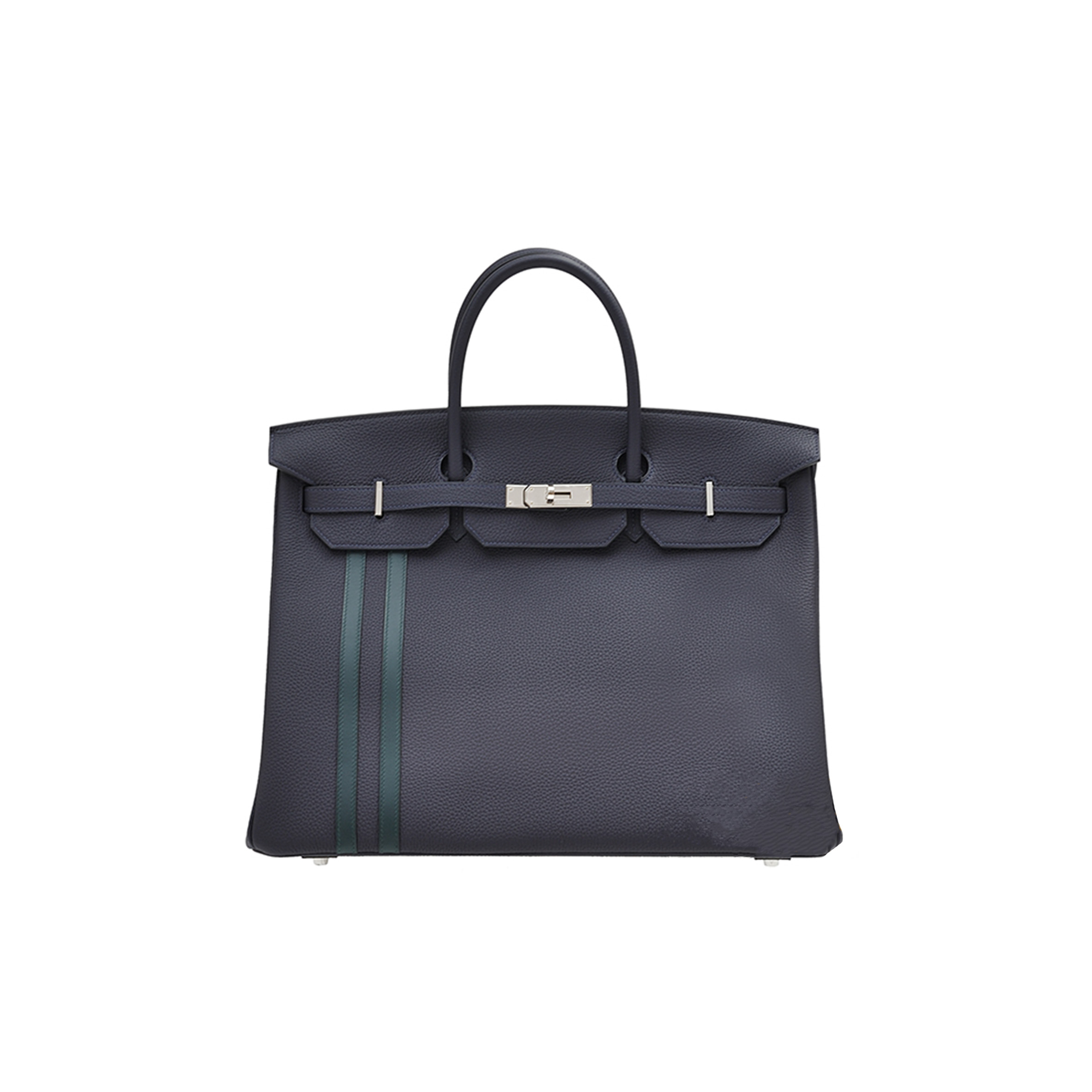 HERMES BIRKIN 30 TOGO LEATHER SAPPHIRE BLUE AND PEACOCK GREEN SILVER BUCKLE BAG H028365CK03 (30*22*15cm)